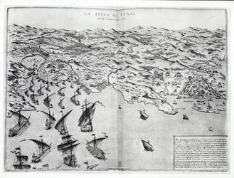 Karte der Einnahme von Tunis durch die Spanier 1573